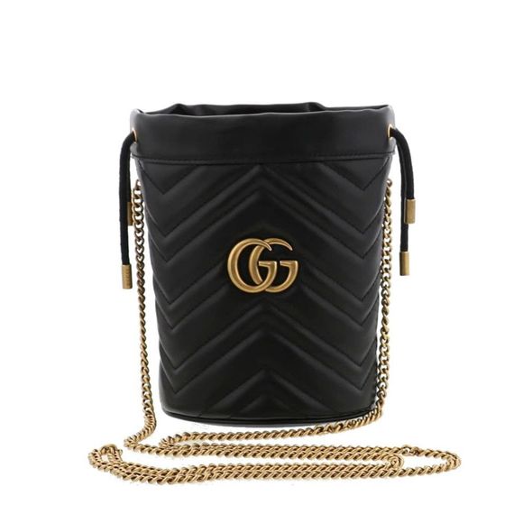 Gucci GG Marmont Mini bucket Chain Shoulder Bag Black - Picture 1 of 6